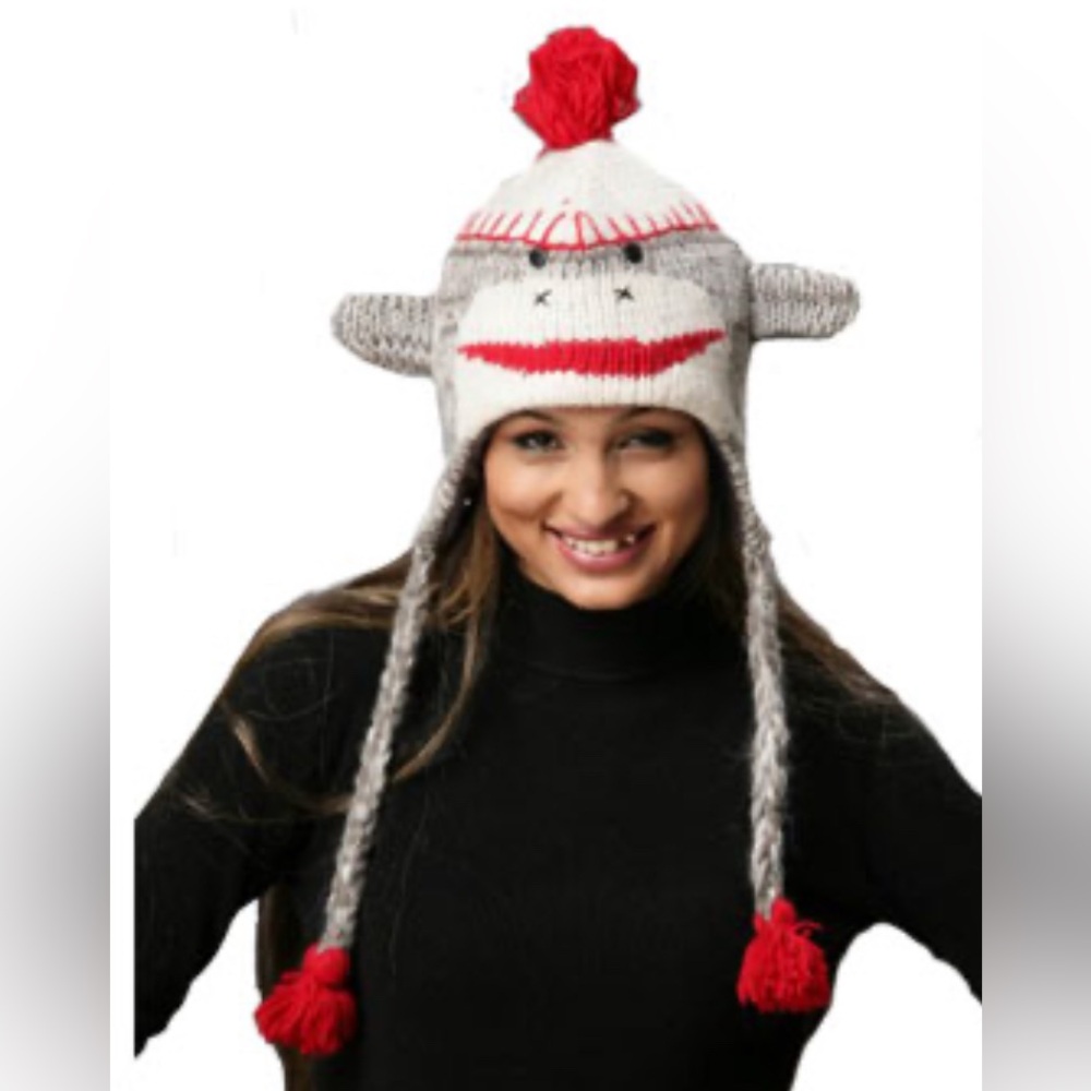 Deluxe Wool Fleece Lined Sock Monkey Hat